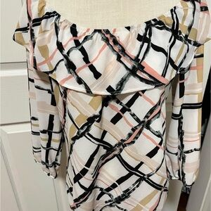 Established 1962 brand Cream, Black and Pink Artistic Top made in Vietnam